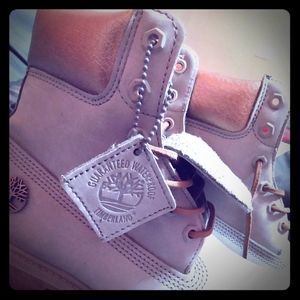 Gray and copper Women's Timberland boots